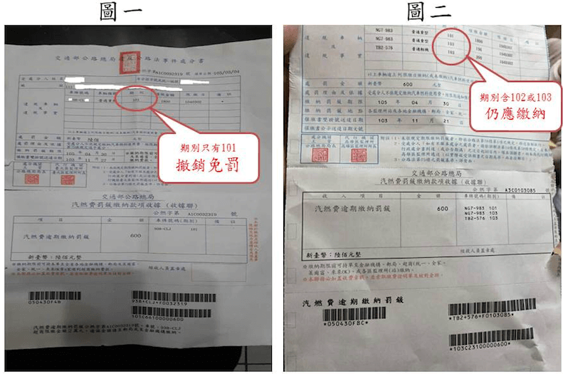 機車汽燃費罰單